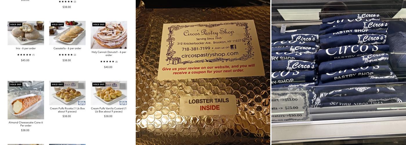 Circo's Pastry Shop Menu