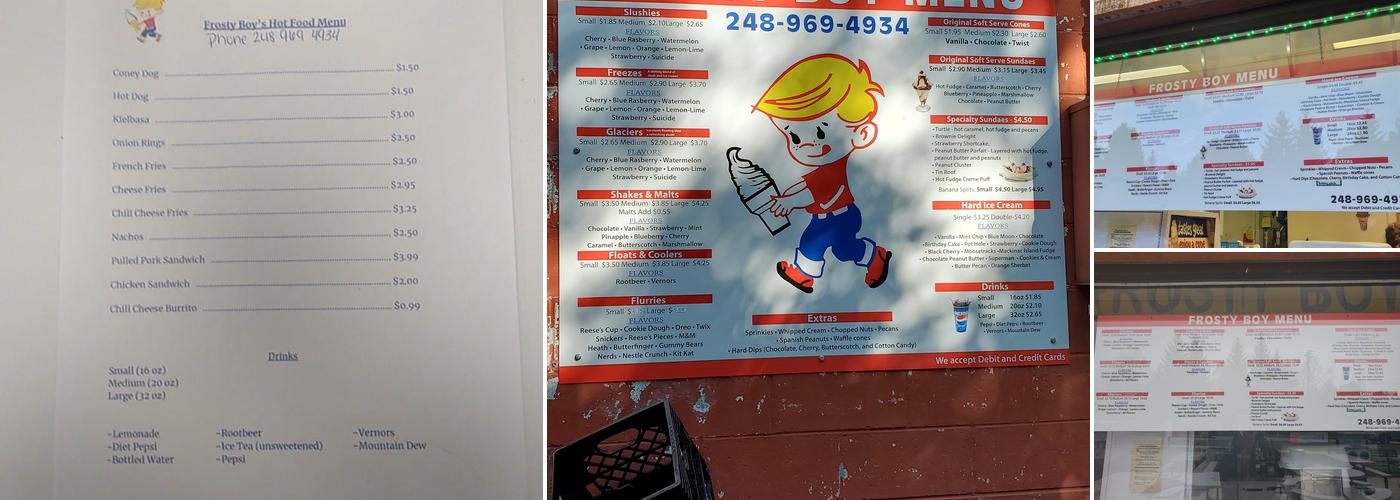 Frosty Boy Menu