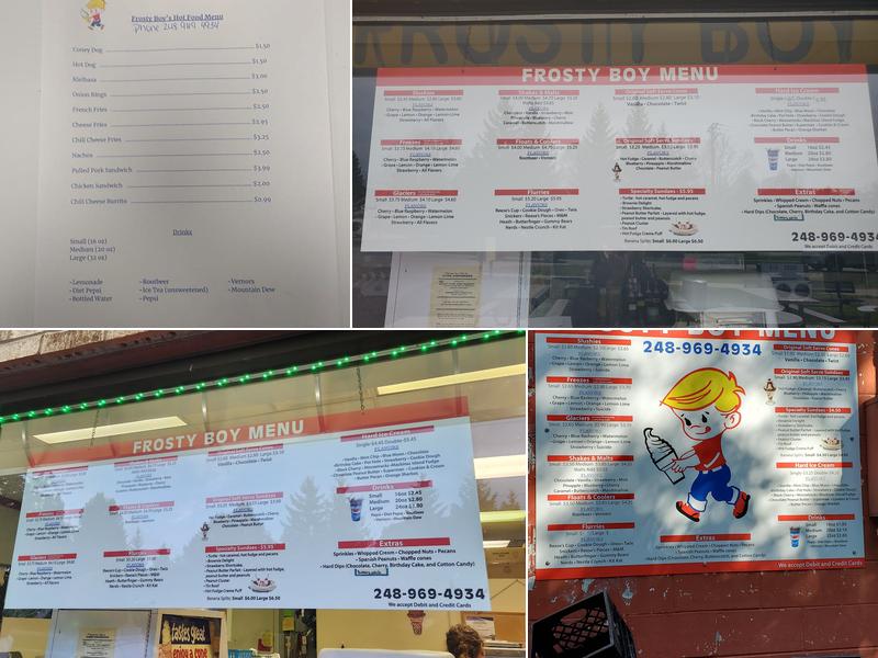 Frosty Boy Menu