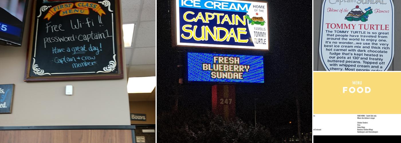 Captain Sundae Menu