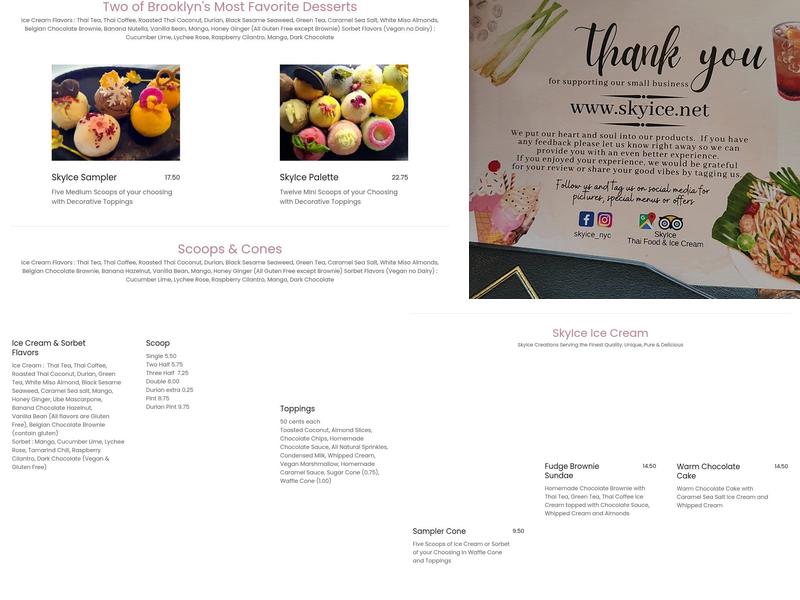 SkyIce Thai Food & Ice Cream Menu