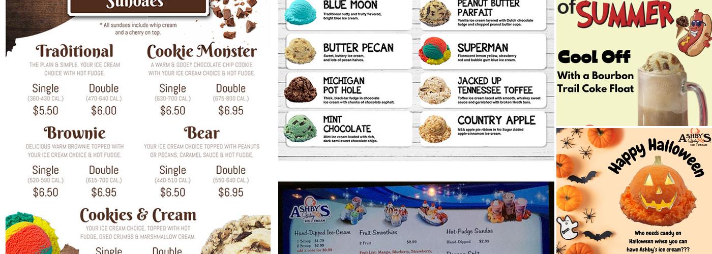 Ashby Ice Cream Menu