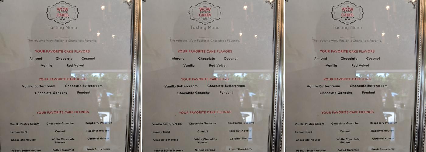 The Wow Factor Cakes Menu