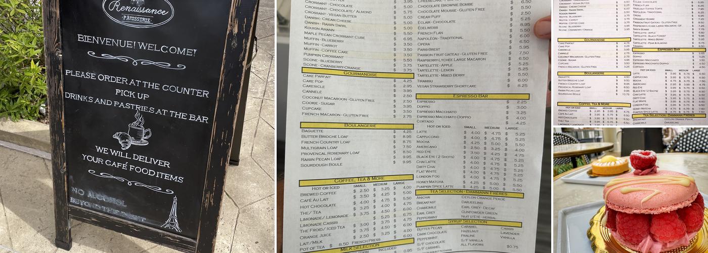 Renaissance Pâtisserie Menu