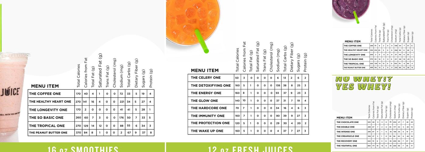 Clean Juice Menu