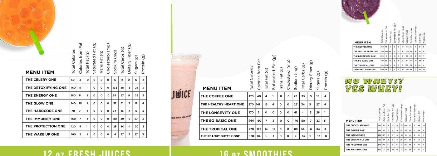 Clean Juice Menu
