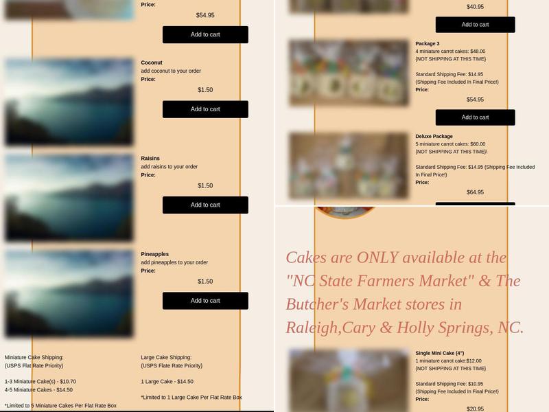Carrot Cake Lady Menu