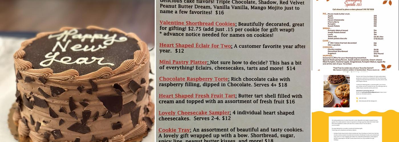 Groovy Duck Bakery Menu