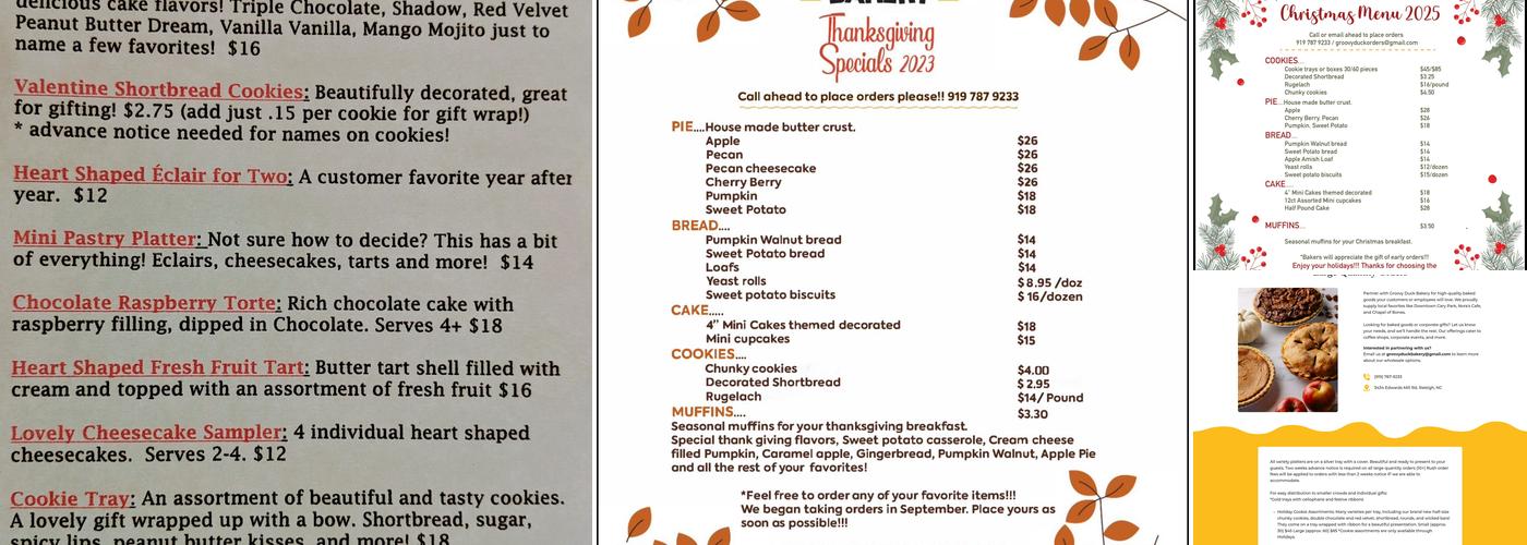 Groovy Duck Bakery Menu