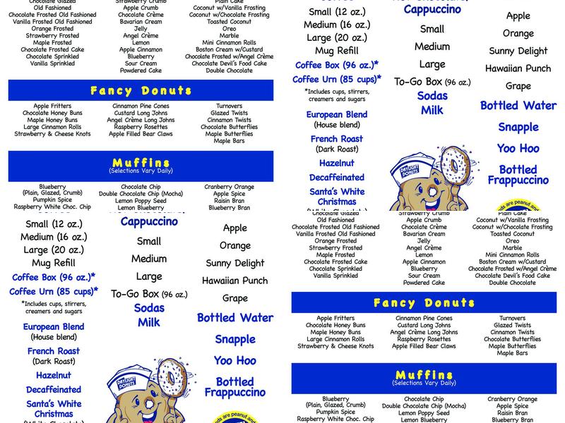Daylight Donuts Menu