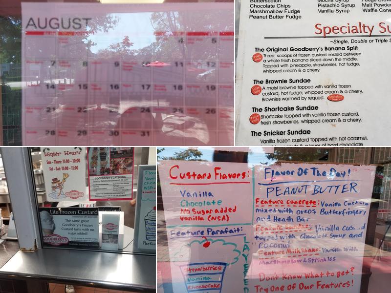 Goodberry's Frozen Custard Menu