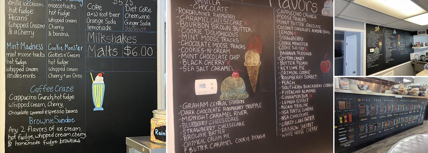 Ozzie's Ice-Cream Shop Menu