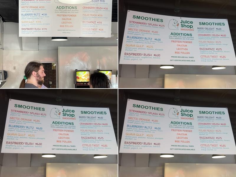 Juice Shop Menu