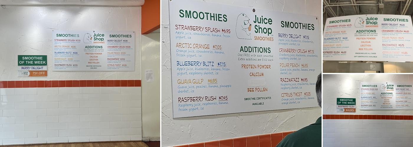 Juice Shop Smoothies, Inc. Menu