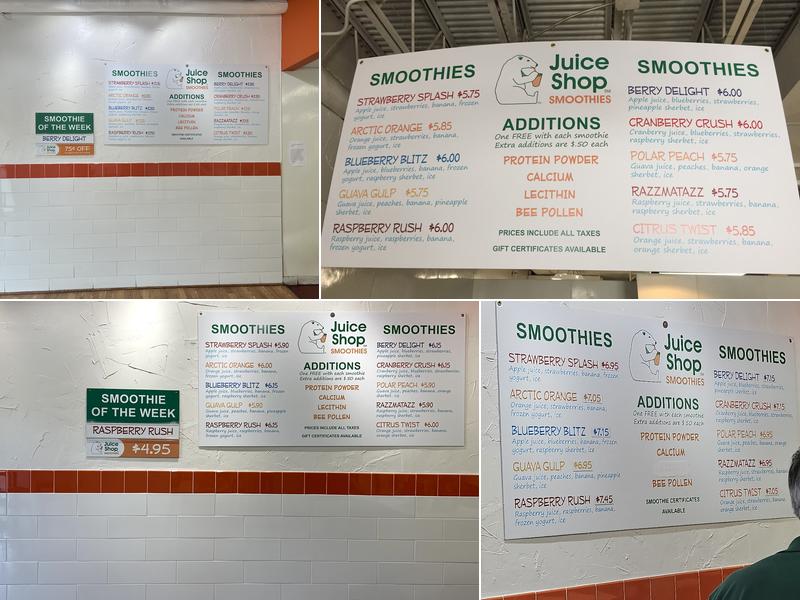 Juice Shop Smoothies, Inc. Menu