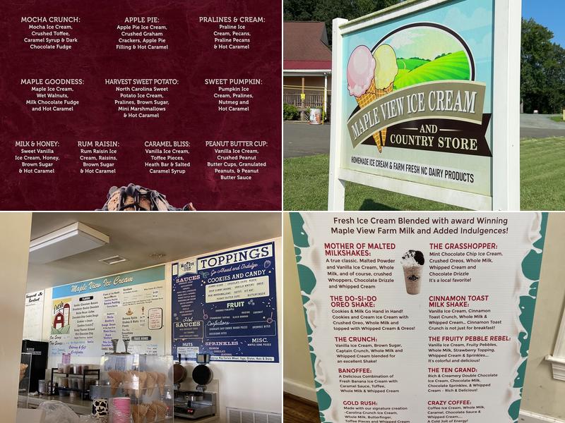 Maple View Farm Ice Cream Menu