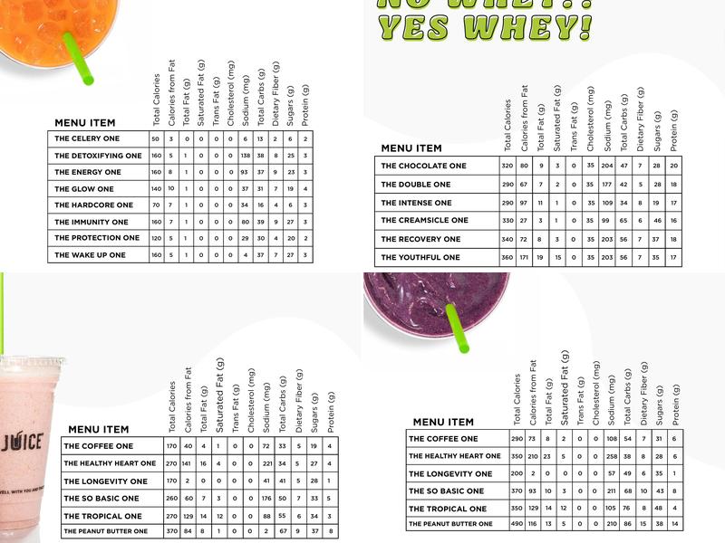 Clean Juice Menu