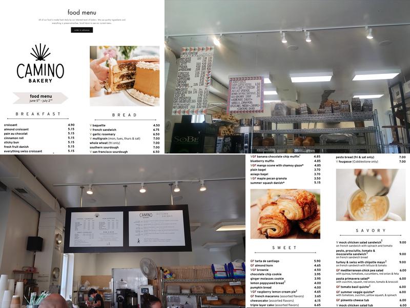 Camino Bakery - Brookstown Menu