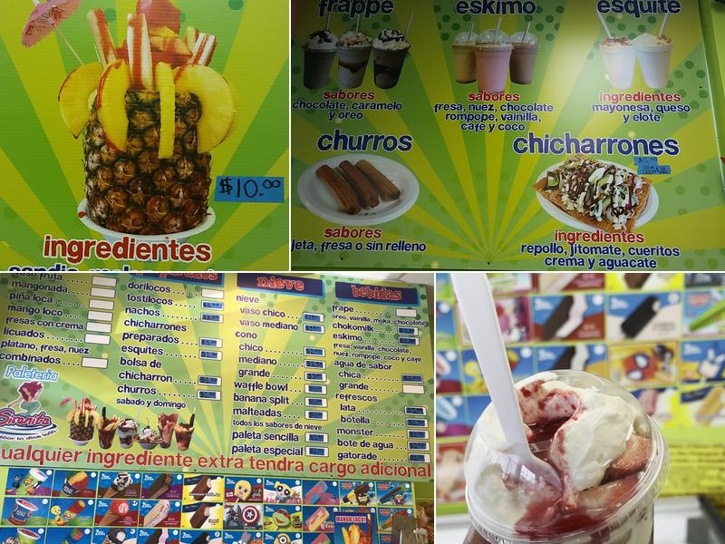 La Sirenita Ice Cream Shop Menu