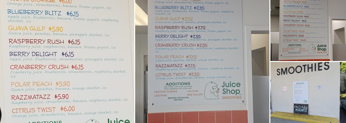 Juice Shop Smoothies, Inc Winston-Salem Menu