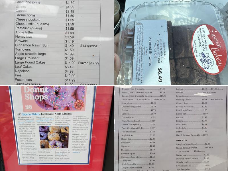 Superior Bakery Menu