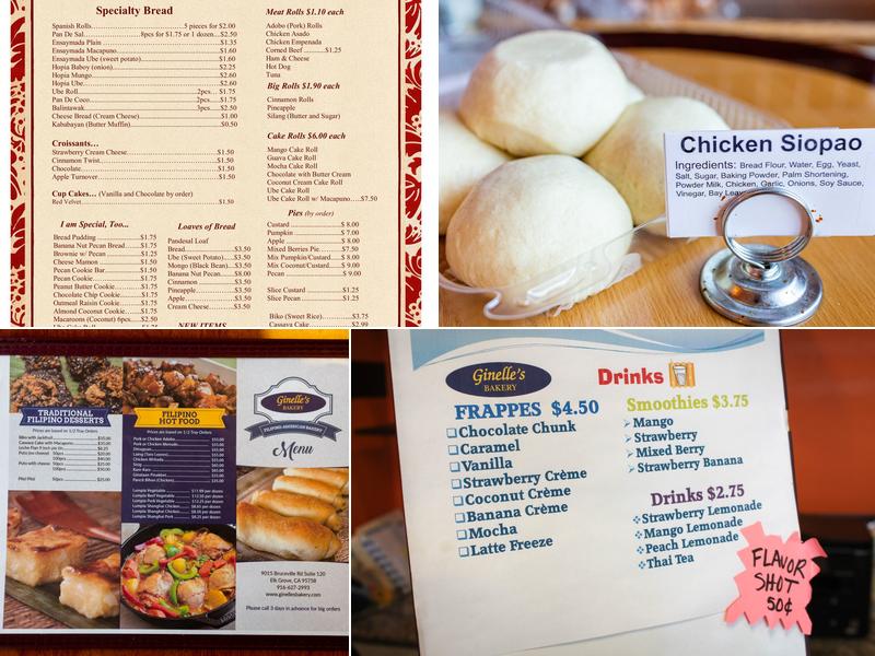 Ginelle's Bakery Menu