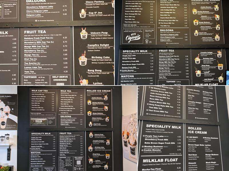 MILKLAB Menu