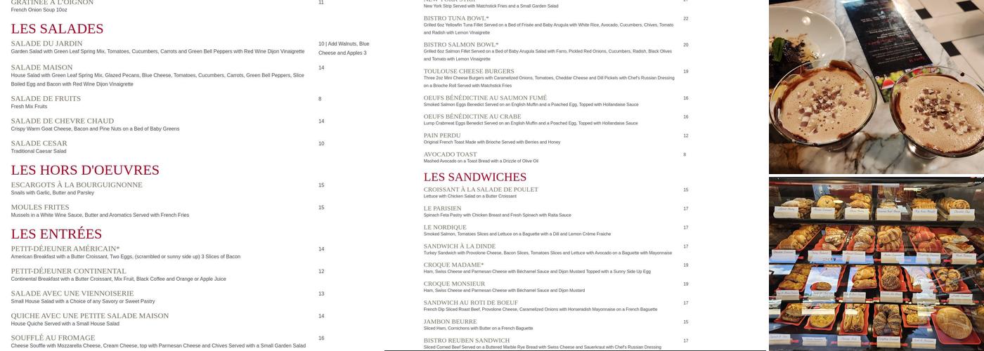 Far From France Bakery and Bistro Menu