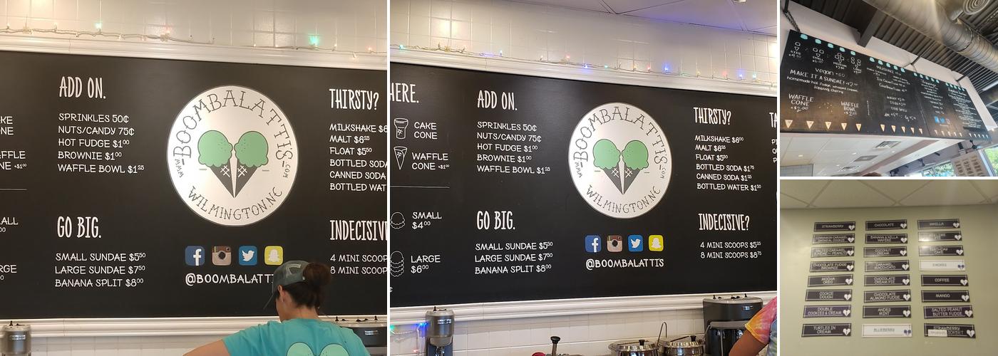 Boombalatti's Homemade Ice Cream Menu