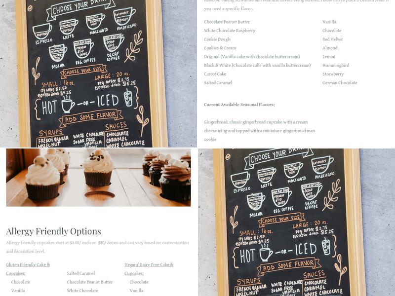 Sweet Cakes Bakery Menu