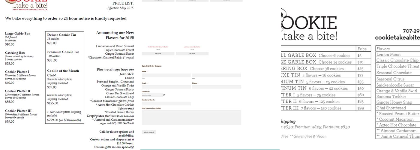 COOKIE... take a bite! Menu