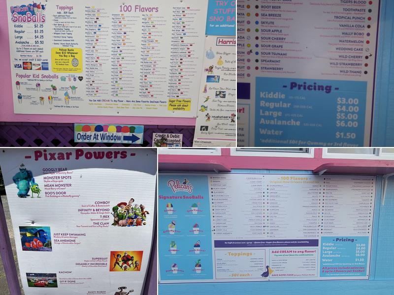 Pelicans snoballs of Harrisburg Menu