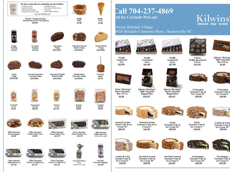 Kilwins Ice Cream - Chocolate - Fudge Menu