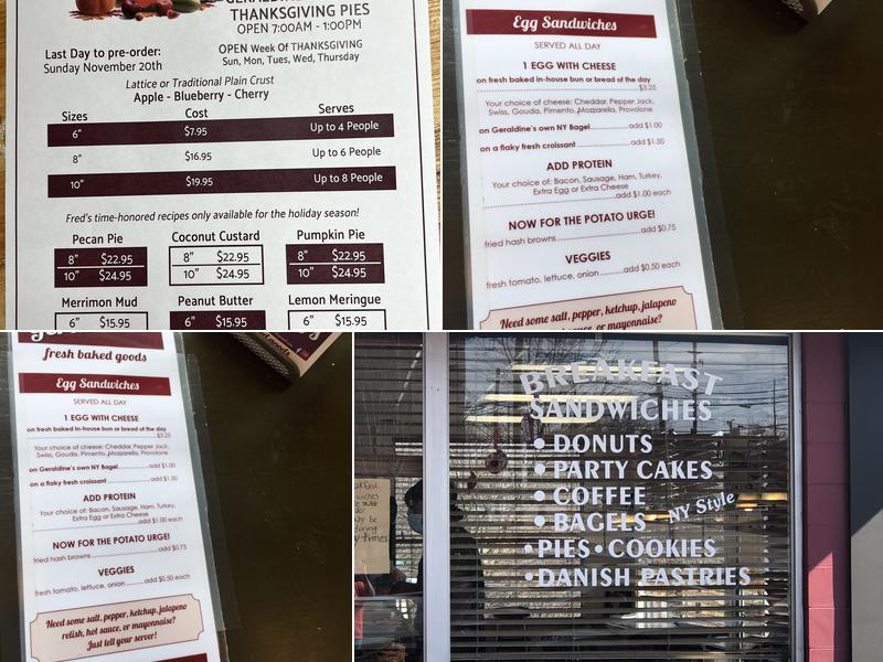 Geraldine's Bakery Menu