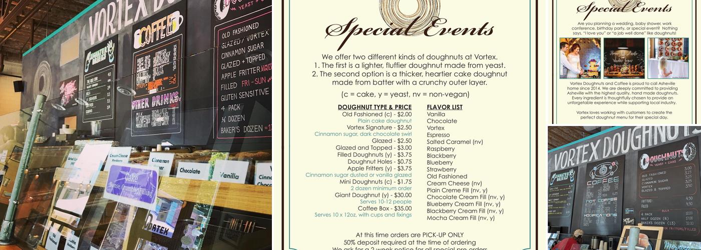 Vortex Doughnuts Menu