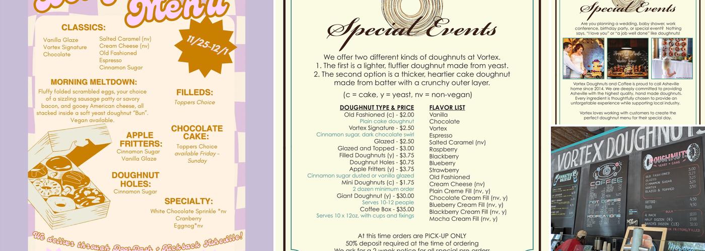 Vortex Doughnuts Menu