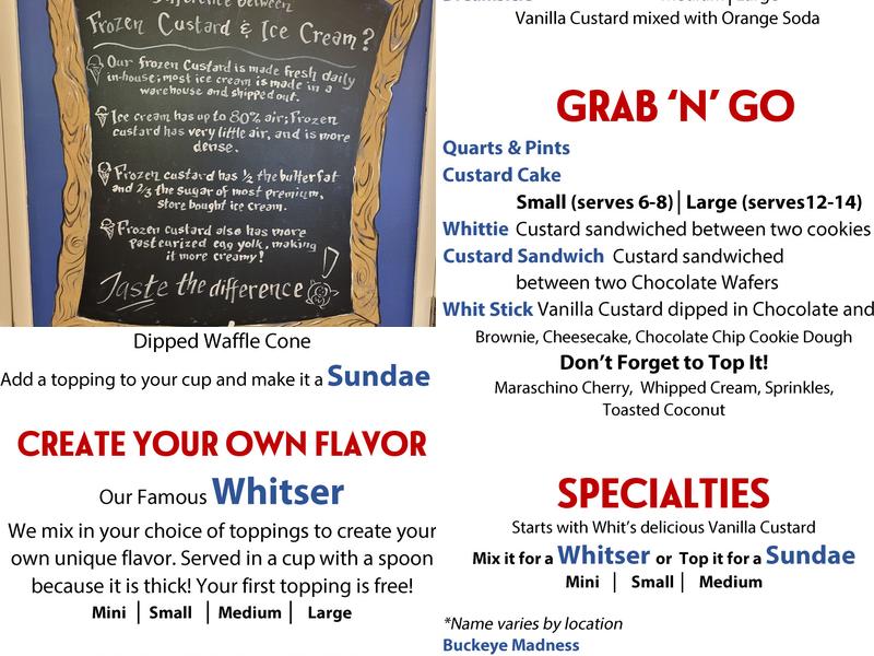 Whit's Frozen Custard (Gerber Village) Menu
