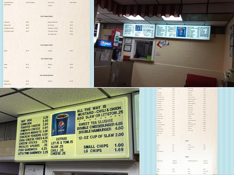 Tony's Ice Cream Menu