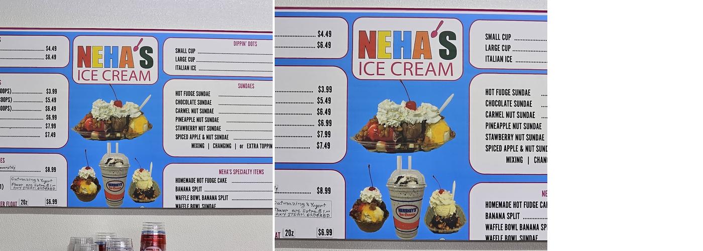 Neha’s Ice Cream Menu