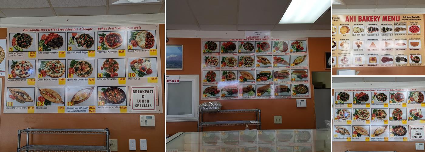 Ani Bakery Menu