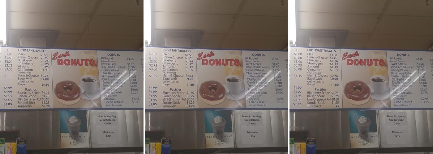 Earl's Donuts Menu