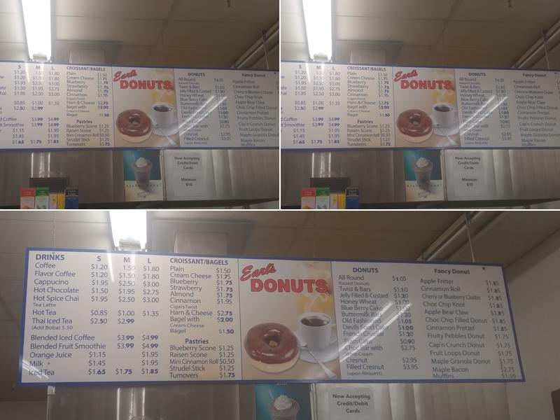 Earl's Donuts Menu