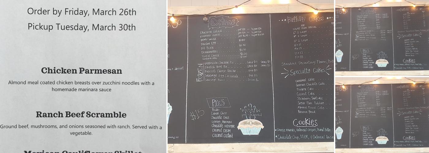 Sugar Plum Shoppe Menu