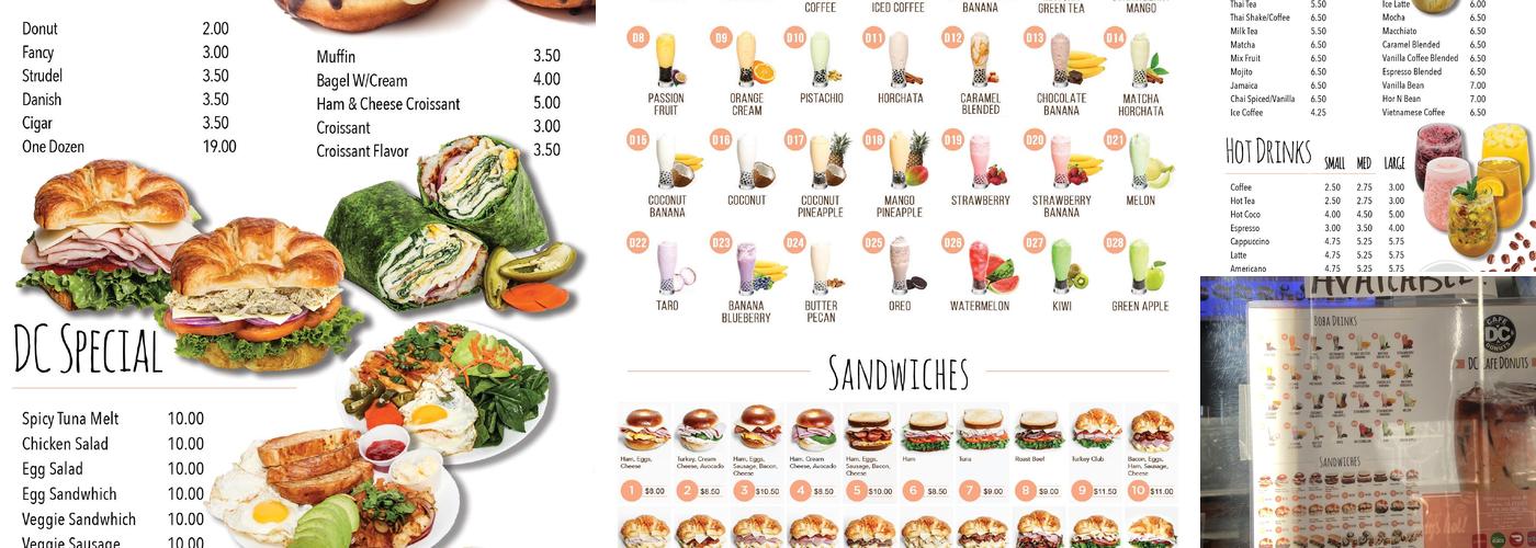 DC Cafe Donuts Menu