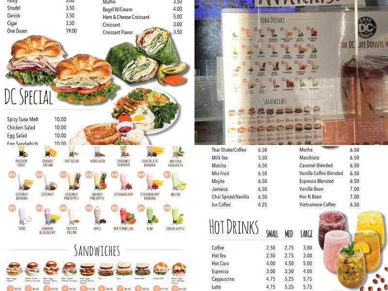 DC Cafe Donuts Menu
