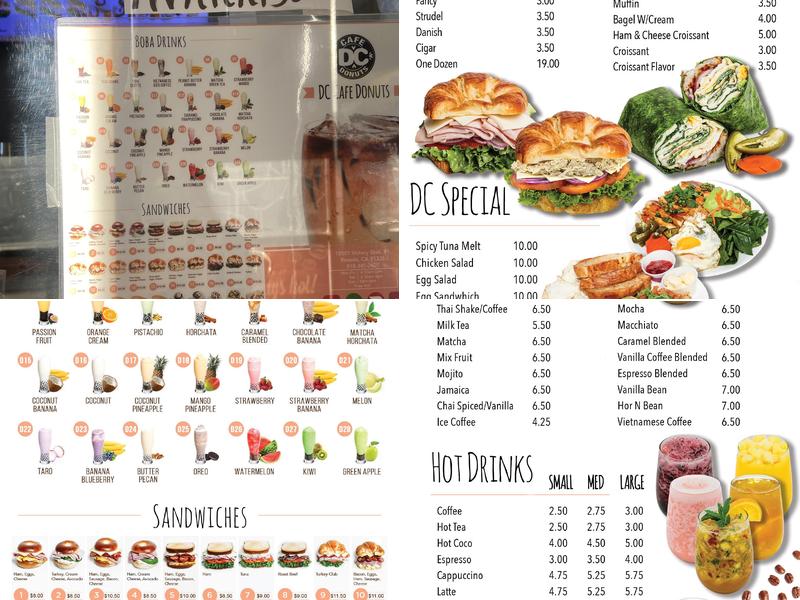 DC Cafe Donuts Menu