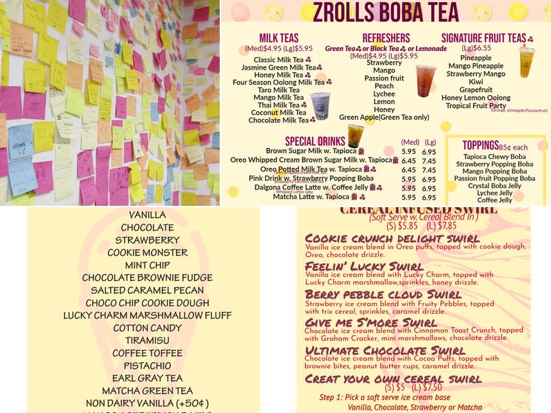 ZRolls Ice Cream - Summit Menu