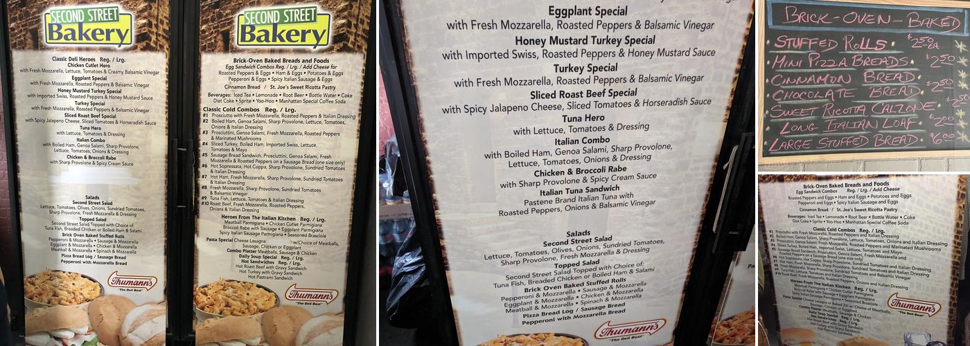 Second Street Bakery Menu