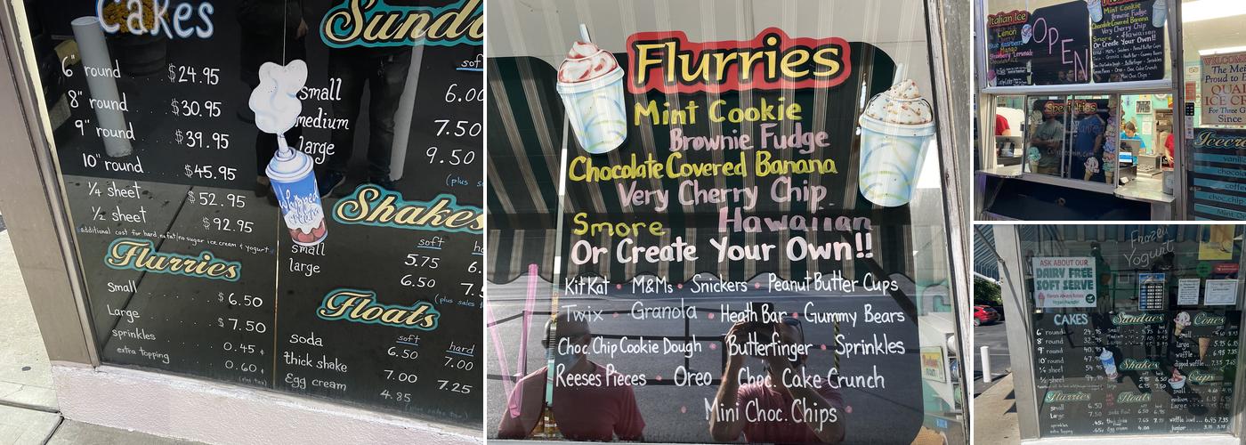Curly's Ice Cream Menu