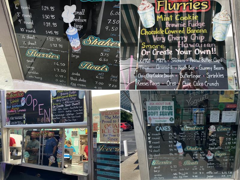 Curly's Ice Cream Menu